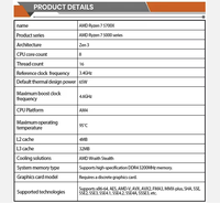 R7 5700X Processeur de bureau AMD 8 cœurs 3.0GHz AM4 Socket Boîte d'origine