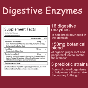 Complément d'enzymes digestives, probiotiques pour la santé digestive et la santé intestinale - Soulagement des inconforts après les repas - Product Image 2