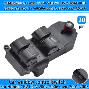 Nuevo Interruptor Elevalunas Eléctrico Negro 35760-S9A-G042A 35760S9AG042A Para Honda <span class=keywords><strong>CRV</strong></span> CR-V 2002-2006 Civic 2001-<span class=keywords><strong>2005</strong></span> - Product Image 3