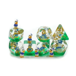 Benutzer definierte bunte Harz Mini Polyeder Spiel Donald Duck Würfel Set für DND oder RPG