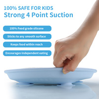 Ensemble de vaisselle pour enfants en acier inoxydable, assiette divisée avec couvercle en silicone de qualité alimentaire, assiette à 4 points d'aspiration robuste, facile à nettoyer