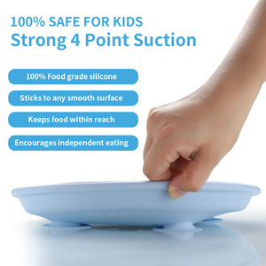 Trẻ em của Bộ đồ ăn đặt thép không gỉ chia tấm cấp thực phẩm Silicone Bìa mạnh mẽ 4 điểm hút tấm dễ dàng để làm sạch - Product Image 4