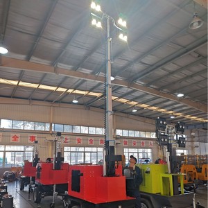<b>Light</b> Tower 9M Trailer Mounted Electric Lift Mobile <b>LED</b> <b>Light</b> 360 Degree Rotation Industrial Use - Product Image 1
