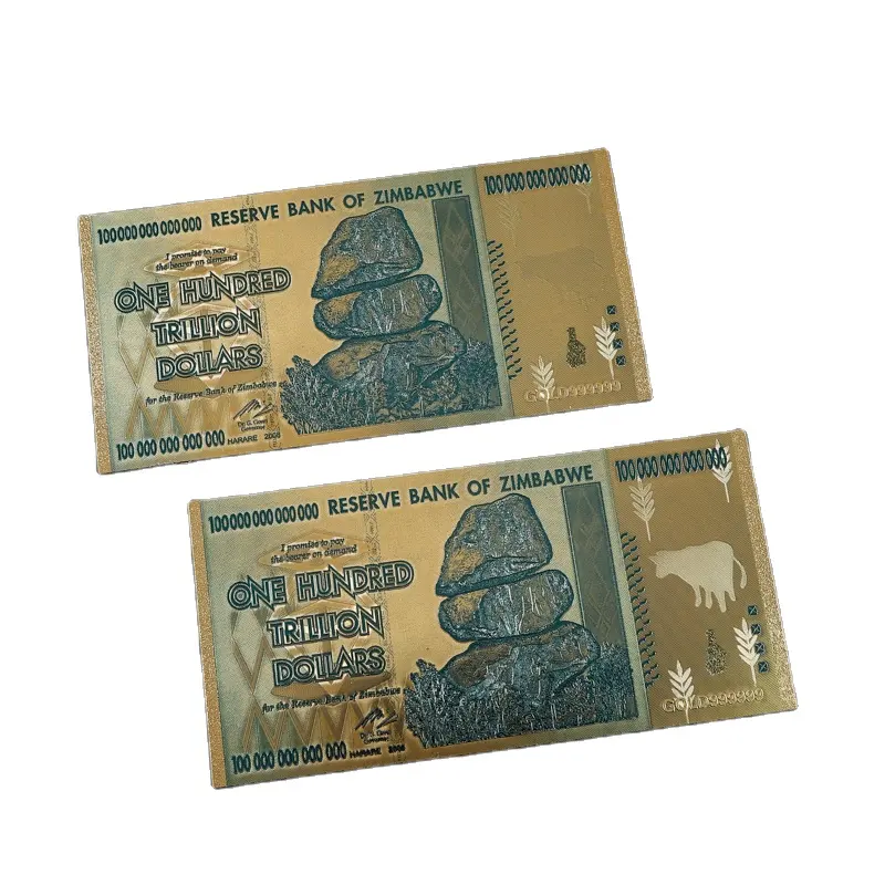 Hot Sale Zimbabwe Commemorative Banknote Gold Foil Banknote Gift Collection