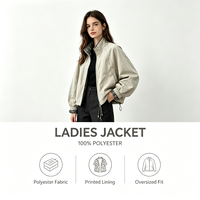 Veste décontractée légère pour femme avec fermeture éclair, manches raglan, bordure cachemire et détail chaîne – Vente en gros OEM ODM pour le voyage et le quotidien