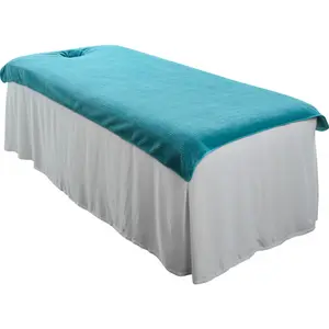 纳米天鹅绒按摩桌布床罩床单美容院水疗床罩床单带脸孔纯色200x100cm厘米或来样定做