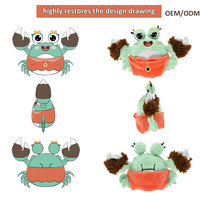 Mainan Boneka OEM dari Bahan Daur Ulang, Mainan Boneka Promosi Custom, Boneka Kepiting Kartun, Hewan Boneka Kecil, Suvenir