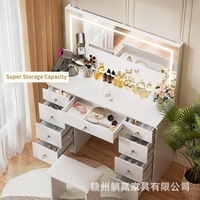 Coiffeuse de maquillage française à rabat, table de toilette extensible avec commode, console de rangement pour chambre à coucher