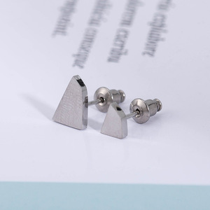 Minimalist <b>Titanium</b> Steel Geometric Irregular Triangle Stud Earrings For Men And Women - Product Image 1