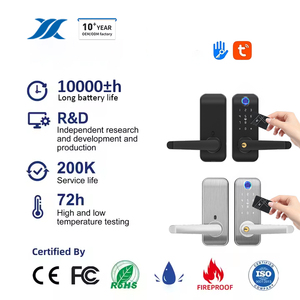 Deadbolt RfidスマートドアロックシルバーTuya Wifiアルミ生体認証デッドロックハンドルロックホテルホームセキュリティ用 - Product Image 1