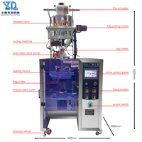 Máquina de envasado vertical de tres lados con sellado por pasta, neumática, con conservación de calor, para cosméticos, aceites esenciales y bálsamos para la piel, con llenado cuantitativo.