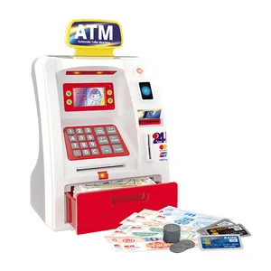 Mini máquina de banco elétrica de plástico, reconhecimento facial, scanner de impressão digital, brinquedo atm hc492223