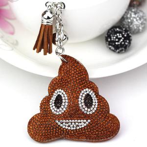 Funny Poop Shaped Keychain Korean Fleece Plush Rhinestone <b>Bag</b> Charm Cute Novelty Keyring Gift for Women - Product Image 2