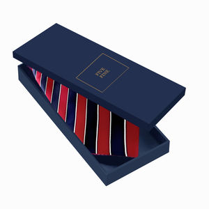 Ensemble de cravates longues haut de gamme pour hommes, boîte personnalisée avec logo, boîtes rigides noires et bleues, boîte avec lamination brillante en relief - Product Image 3
