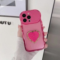 Étui de téléphone portable transparent en forme de cœur avec miroir, accessoires de protection pour iPhone 11 12 13 14 15 16 17 18 Pro Max