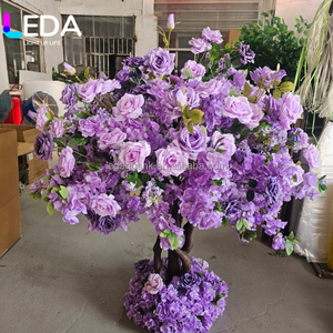 ตกแต่งโต๊ะงานแต่งงานด้วยต้นซากุระสีม่วง LEDA Customize พร้อมดอกไม้สีชมพูประดิษฐ์ ต้นเชอร์รี่บลอสซัม กุหลาบ และของตกแต่งกลางโต๊ะ - Product Image 4