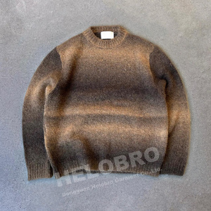 Áo len nam dệt kim cao cấp, thiết kế mới, logo tùy chỉnh, chất liệu len alpaca mohair sọc, giữ ấm mùa đông, phối màu chuyển sắc - Product Image 5