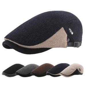 Wholesale Autumn Winter Knitted Warm Flat Ivy Caps Hat Berets for Woman Men Fashion Dress