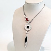 Collier pendentif goutte d'eau en argent tibétain avec onyx naturel serti clos, chaîne serpent, bijoux de mode pour femme, modèle JX056