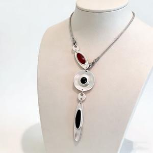 Collar de Plata Tibetana con Colgante Ovalado de Ónix Natural en Engaste de Bisel, Cadena de Serpiente, Joyería de Moda para Mujer - Product Image 4