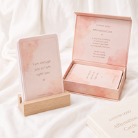 Jeu de cartes d'affirmation et de relaxation sur la santé mentale et les messages positifs pour l'autosoins, avec impression personnalisée, design sur mesure et boîte magnétique
