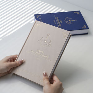 <span class=keywords><strong>Journal</strong></span> de manifestation de <span class=keywords><strong>5</strong></span> <span class=keywords><strong>minutes</strong></span> avec logo personnalisé couverture rigide A5 en tissu et lin avec estampage en or - Product Image 2