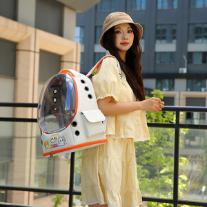 Transparent Pet Carrier <b>Backpack</b> <b>Cartoon</b> Design Oxford Material Breathable Large Capacity For Cats Outdoor Travel Use - Product Image 3