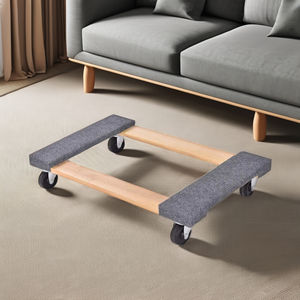 Дешевая цена, 30X18 дюймов, тележка для мебели из цельного дерева, карточная тележка с 4-колесной резиновой кромкой для перемещения - Product Image 6