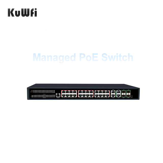 Shenzhen KuWFi 24-Port POE Gigabit Switch with 1000Mbps Layer 2 Ethernet Industrial Managed POE Switch SFP VLAN Function 8K MAC