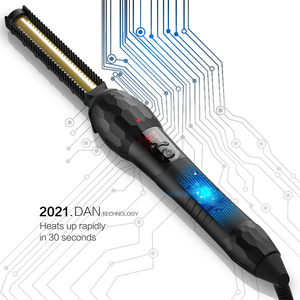 Lisseur électrique professionnel pour cheveux, <span class=keywords><strong>brosse</strong></span> <span class=keywords><strong>chauffante</strong></span> en céramique 2 en 1, 450 ° Fer à lisser et fer à boucler pour perruques et barbes - Product Image 5