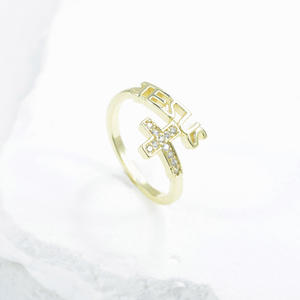 Anillos de Eternidad con Cruz de Jesús, Chapados en Oro Amarillo de 14k, con Circonitas, Joyería Religiosa Cristiana para <span class=keywords><strong>Hombre</strong></span> y Mujer - Product Image 6