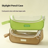 Trousse à crayons créative transparente en cuir avec fermeture éclair, grande capacité, simple et portable, pour l'école et le bureau, idéale pour l'école primaire