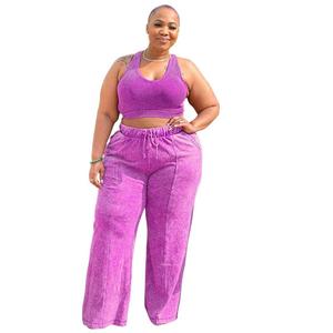 Vêtements pour femmes en gros : Ensemble sans manches avec haut court et pantalon large à taille élastique, Tailles Plus - Product Image 6