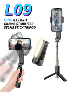 Venta caliente <span class=keywords><strong>L09</strong></span> Smart Gimbal Video Stabilizer para teléfonos móviles Handheld Selfie Stick con luz de relleno y función de plegado de trípode - Product Image 6