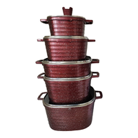 Ensemble de casseroles et poêles en granit antiadhésif durable 10-en-1 pour la cuisine, en aluminium, carrées, avec couvercles en verre, multi-usages pour la cuisine à domicile