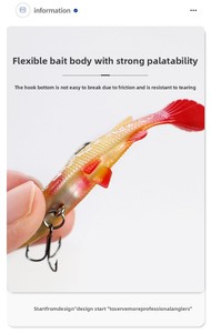 Leurres de pêche durables en <span class=keywords><strong>silicone</strong></span> à coulée lente avec hameçons triples anti-corrosion pour la pêche au poisson-chat, au bar, en eau salée et en eau douce - Product Image 4