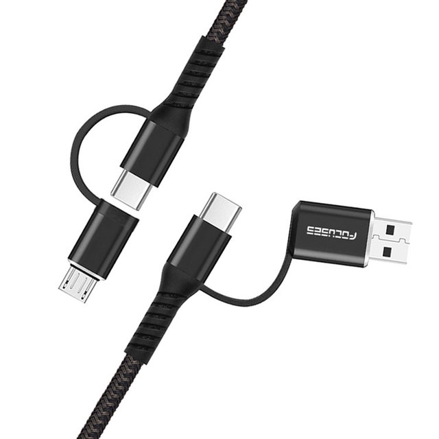PD 60W 100W Custom Phone 4 in 1 All One Micro Type Data Cable Nylon Fabric Braided Fast Charging Usb C to Usb-C Charger Cable