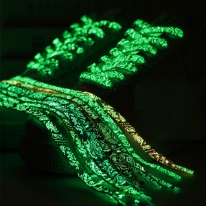 Cordones Planos de Lona con Estampado de Logotipo de Moda, Brillantes en la Oscuridad, Color Fluorescente Luminoso de Alta Intensidad para Deportes Atléticos - Product Image 1
