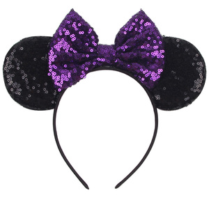Serre-<span class=keywords><strong>tête</strong></span> en gros <span class=keywords><strong>à</strong></span> sequins motif oreilles de Mickey et nœud, accessoire photo pour filles, cadeau de vacances, coiffe mignonne pour femme, coiffe de fête - Product Image 3
