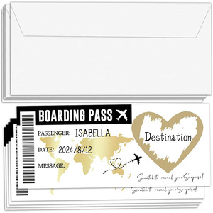 Tarjeta dorada para rascar, regalo de cumpleaños DIY, billete sorpresa, papel de aluminio para rascar, billete de viaje, tarjeta de embarque para niños y adultos - Product Image 1