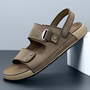 Pu Leather Slide <b>Sandals</b> For Men Massage Design Pvc Outsole <b>Comfortable</b> Summer Wear - Product Image 6
