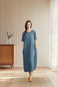 Vestido Maxi Casual de Algodón Hecho a Mano para Mujer, Corte en A, Ecológico, Transpirable, Tallas Grandes, Ropa de Verano, OEM, ODM, Marca Privada B40 - Product Image 2