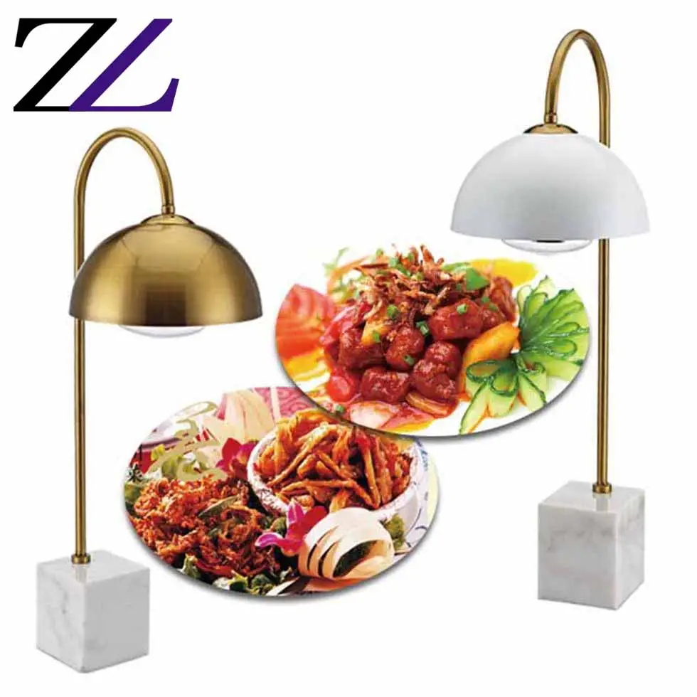 Terbaru Meja Prasmanan Carving Station Putih Rose Gold Tembaga Inframerah Makanan Pelestarian Panas Lampu untuk Katering Makanan Lampu Pemanas