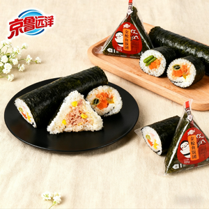Snack Coreano Kimbap con Sabor a Mariscos, <span class=keywords><strong>Onigiri</strong></span> Congelado Triangular de Arroz Estilo Sushi Halal, Venta al por Mayor - Product Image 1
