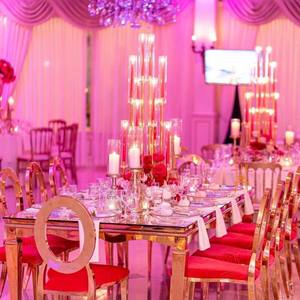 طاولة طعام مستطيلة للمناسبات من الفولاذ المقاوم للصدأ بقاعدة ذهبية للمطاعم والفنادق - Product Image 6