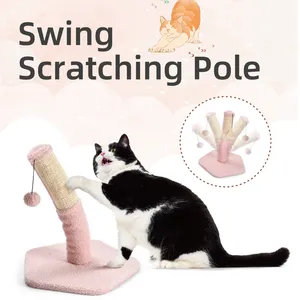 Mèo gãi Bài Mèo leo khung sisal màu hồng mèo con khung Đu Đồ chơi gãi cột móng vuốt bảng Mèo gãi leo lên cực - Product Image 2