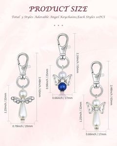 Porte-clés ange gardien avec pierre de naissance, livraison porte-à-porte, vente en gros, cadeau de mariage, cadeau de baptême pour femmes, prêt à expédier - Product Image 2