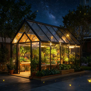 Véranda en verre arqué <span class=keywords><strong>noir</strong></span> de qualité supérieure, au bord du lac, avec toit incurvé, personnalisable pour une relaxation panoramique au bord de l'eau - Product Image 4