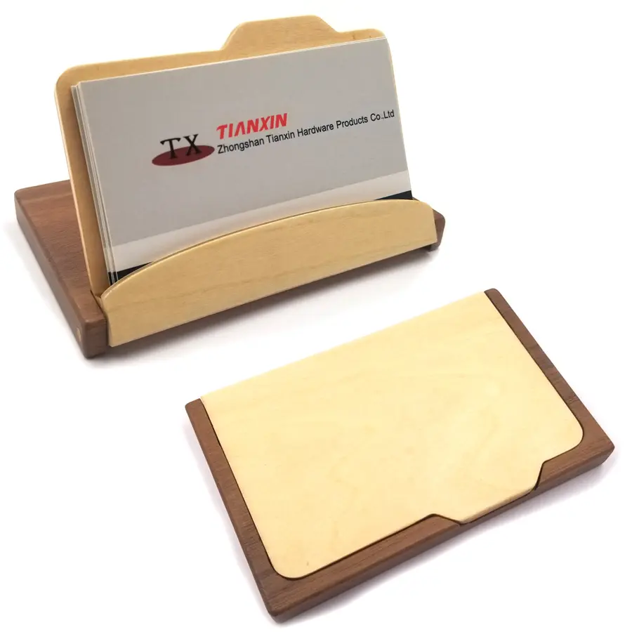 De Madera de nombre titular de la tarjeta de cardcase para escritorio