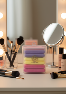 Set di spugne per il viso Grenobil, strumenti per il trucco rettangolari da 7 pezzi con custodia in velluto cristallino - Product Image 2